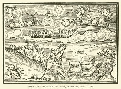 Queda de meteoros em Bawlkin Green, Berkshire, 9 de abril de 1628 de English School